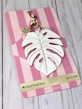 Macy's Flower Show Monstera Leaf Bag Charm Ivory